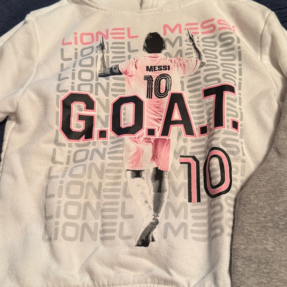 Kids Messi Hoodie and Sweatpants Set - White and Gray - Picture 2 of 4